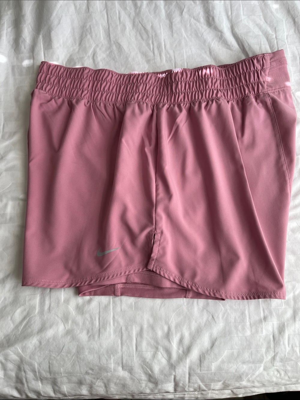 Nike Women's Dusty Rose Athletic Shorts with Reflective Swoosh
